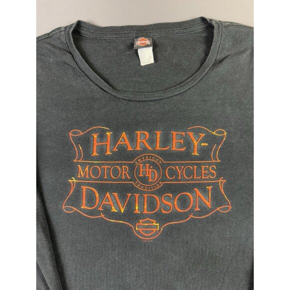 Rare Vintage Y2K Harley Davidson McGrath Hawkeye Coralville IA Flames Longsleeve - Picture 3 of 10